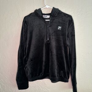 Fila Black Velour Half-Zip Pullover
